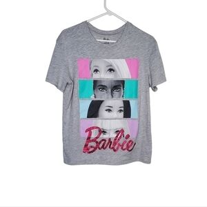 Barbie Teeshirt, Gray Short Sleeve T-shirt Juniors Size L